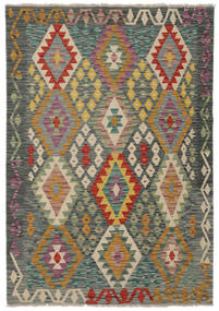  Kelim Afghan Old Style Teppich 128X181 Echter Orientalischer Handgewebter Schwartz/Dunkelbraun (Wolle, Afghanistan)