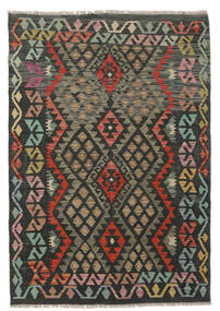 Kelim Afghan Old Style Teppich 123X173 Echter Orientalischer Handgewebter Schwartz/Dunkelbraun (Wolle, Afghanistan)