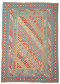  Kelim Fars Teppich 255X338 Echter Orientalischer Handgewebter Braun/Dunkelgrün Großer (Wolle, Persien/Iran)