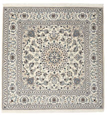  Nain Teppich 195X196 Echter Orientalischer Handgeknüpfter Quadratisch Dunkelgrau/Schwartz (Wolle, Persien/Iran)