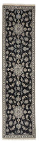  Orientalischer Nain Teppich Teppich 76X306 Läufer Schwarz/Braun (Wolle, Persien/Iran)
