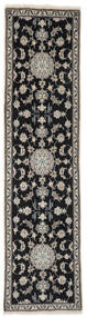  Nain Teppich 75X298 Echter Orientalischer Handgeknüpfter Läufer Schwartz/Dunkelgrau (Wolle, Persien/Iran)