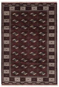  Turkaman Teppich 202X293 Echter Orientalischer Handgeknüpfter Schwartz/Dunkelbraun (Wolle, Persien/Iran)