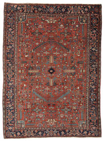  Antik Heriz Ca. 1920 Teppich 219X296 Echter Orientalischer Handgeknüpfter Schwartz/Dunkelbraun (Wolle, Persien/Iran)