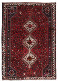 Echter Teppich Shiraz Teppich 207X294 Schwarz/Dunkelrot (Wolle, Persien/Iran)