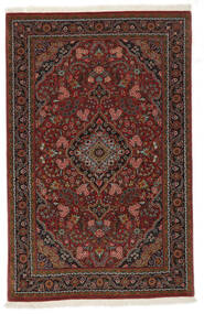  Ghom Kork/Seide Teppich 100X156 Echter Orientalischer Handgeknüpfter Schwartz/Dunkelbraun ( Persien/Iran)