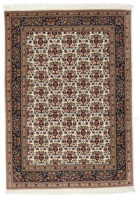  Täbriz 50 Raj Teppich 104X147 Echter Orientalischer Handgeknüpfter Dunkelbraun/Schwartz ( Persien/Iran)