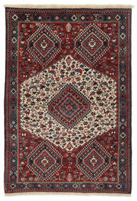  Yalameh Teppich 103X150 Echter Orientalischer Handgeknüpfter Schwarz/Dunkelrot (Wolle, )