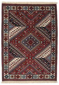 100X144 Yalameh Teppich Teppich Echter Orientalischer Handgeknüpfter Schwarz/Dunkelrot (Wolle, Persien/Iran)