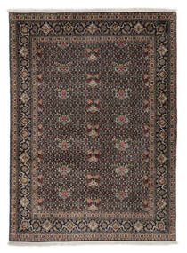  Täbriz 40 Raj Teppich 144X196 Echter Orientalischer Handgeknüpfter Schwartz/Dunkelrot (Wolle/Seide, Persien/Iran)