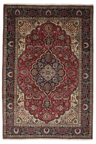  Täbriz Teppich 208X305 Echter Orientalischer Handgeknüpfter Schwartz/Dunkelbraun (Wolle, Persien/Iran)