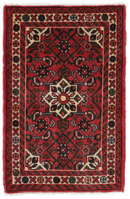  Hosseinabad Teppich 62X94 Echter Orientalischer Handgeknüpfter Schwartz/Dunkelrot (Wolle, Persien/Iran)