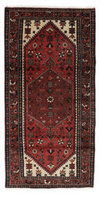 Hamadan Teppich Teppich 97X191 Schwarz/Dunkelrot (Wolle, Persien/Iran)