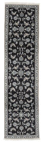  Orientalischer Nain Teppich Teppich 78X301 Läufer Schwarz/Dunkelgrau (Wolle, Persien/Iran)