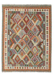  Kelim Afghan Old Style Teppich 155X204 Echter Orientalischer Handgewebter Dunkelbraun/Dunkelgrün (Wolle, Afghanistan)