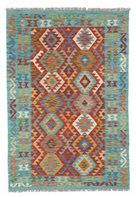  Kelim Afghan Old Style Teppich 127X187 Echter Orientalischer Handgewebter Dunkel Türkis/Dunkelrot (Wolle, Afghanistan)