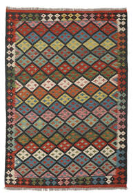  Kelim Afghan Old Style Teppich 127X183 Echter Orientalischer Handgewebter Schwartz/Dunkelrot (Wolle, Afghanistan)