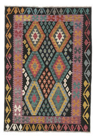  Kelim Afghan Old Style Teppich 125X178 Echter Orientalischer Handgewebter Schwartz/Weiß/Creme (Wolle, Afghanistan)