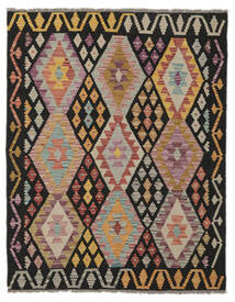  Kelim Afghan Old Style Teppich 129X164 Echter Orientalischer Handgewebter Schwartz/Dunkelbraun (Wolle, Afghanistan)