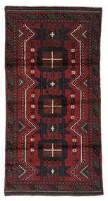  Belutsch Teppich 95X188 Echter Orientalischer Handgeknüpfter Schwartz/Dunkelrot (Wolle, Afghanistan)