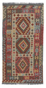  Kelim Afghan Old Style Teppich 98X198 Echter Orientalischer Handgewebter Dunkelbraun/Beige (Wolle, Afghanistan)