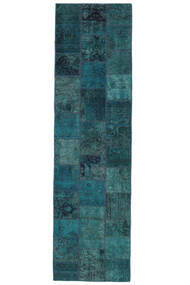 Echter Teppich Patchwork - Persien/Iran 84X303 Läufer Schwarz/Dunkelpetrol (Wolle, Persien/Iran)