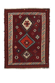  144X188 Kelim Vintage Teppich Teppich Schwarz/Dunkelrot Persien/Iran 