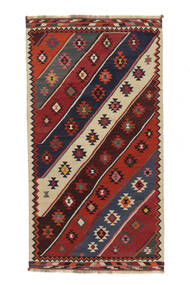  Kelim Vintage Teppich 143X267 Echter Orientalischer Handgewebter Schwartz/Dunkelrot (Wolle, Persien/Iran)