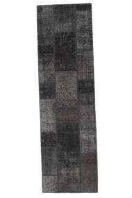 74X255 Patchwork Teppich Moderner Läufer Schwarz (Wolle, Persien/Iran)