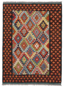  Kelim Afghan Old Style Teppich 128X173 Echter Orientalischer Handgewebter Schwartz/Dunkelrot (Wolle, Afghanistan)
