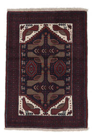  Persischer Belutsch Teppich 85X122 Schwarz/Dunkelrot (Wolle, Persien/Iran)