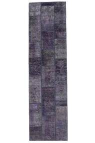 Echter Teppich Patchwork - Persien/Iran 82X304 Läufer Schwarz/Dunkellila (Wolle, Persien/Iran)