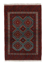 Turkaman Teppich 86X125 Echter Orientalischer Handgeknüpfter Schwarz/Dunkelrot (Wolle, )