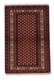  Persischer Turkaman Teppich 90X133 Schwarz/Dunkelrot 