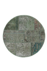  Ø 100 Patchwork - Persien/Iran Teppich Echter Moderner Handgeknüpfter Rund Grün/Schwarz (Wolle, Persien/Iran)