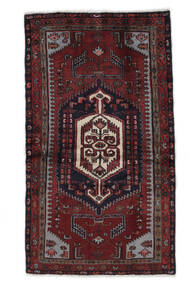 103X187 Hamadan Teppich Teppich Echter Orientalischer Handgeknüpfter Schwarz/Dunkelrot (Wolle, Persien/Iran)