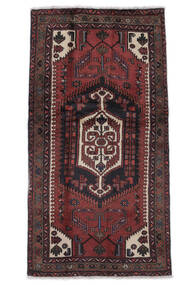 Hamadan Teppich Teppich 100X191 Schwarz/Dunkelrot (Wolle, Persien/Iran)