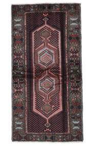  Hamadan Teppich 98X191 Echter Orientalischer Handgeknüpfter Schwartz/Dunkelrot (Wolle, Persien/Iran)