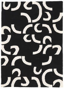  160X230 Abstrakt Curved Teppich - Schwarz Wolle, 