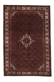  Orientalischer Hosseinabad Teppich Teppich 207X308 Schwarz/Dunkelrot (Wolle, Persien/Iran)