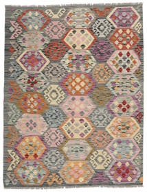  Kelim Afghan Old Style Teppich 128X165 Echter Orientalischer Handgewebter Dunkelbraun/Dunkelgrau (Wolle, Afghanistan)