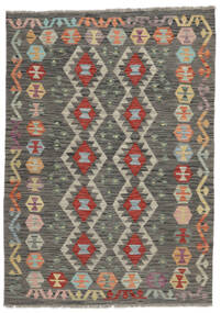  Kelim Afghan Old Style Teppich 125X173 Echter Orientalischer Handgewebter Schwartz/Olivgrün (Wolle, Afghanistan)
