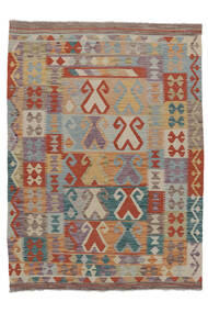  Kelim Afghan Old Style Teppich 140X200 Echter Orientalischer Handgewebter Dunkelbraun/Weiß/Creme (Wolle, Afghanistan)