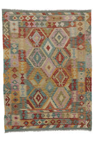  Kelim Afghan Old Style Teppich 150X200 Echter Orientalischer Handgewebter Dunkelbraun/Dunkelgrün/Weiß/Creme (Wolle, Afghanistan)