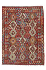  Kelim Afghan Old Style Teppich 147X200 Echter Orientalischer Handgewebter Dunkelbraun/Weiß/Creme (Wolle, Afghanistan)