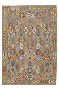  Kelim Afghan Old Style Teppich 204X294 Echter Orientalischer Handgewebter Dunkelbraun/Braun/Beige (Wolle, Afghanistan)