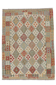  Kelim Afghan Old Style Teppich 152X203 Echter Orientalischer Handgewebter Dunkelbraun/Weiß/Creme (Wolle, Afghanistan)