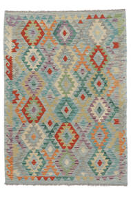  Kelim Afghan Old Style Teppich 129X180 Echter Orientalischer Handgewebter Dunkelgrün/Dunkelgrün (Wolle, Afghanistan)