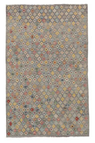  Kelim Afghan Old Style Teppich 125X195 Echter Orientalischer Handgewebter Dunkelgrau/Weiß/Creme (Wolle, Afghanistan)
