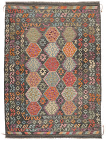 Kelim Afghan Old Style Teppich 204X285 Echter Orientalischer Handgewebter Dunkelbraun/Schwartz (Wolle, Afghanistan)